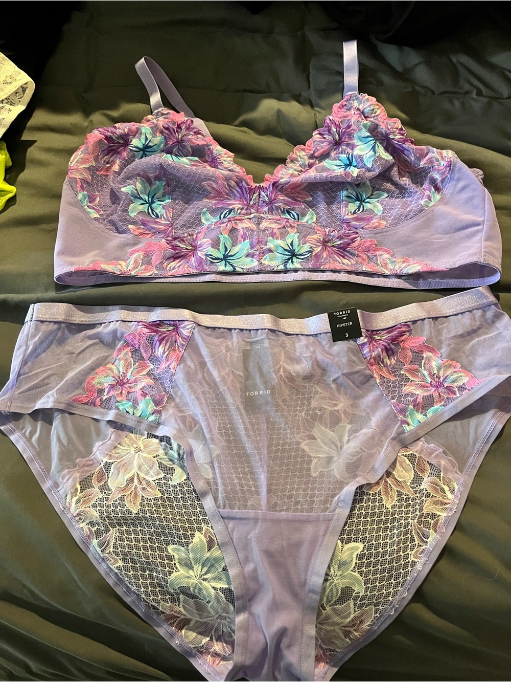 torrid Lavender Floral Lace Bralette & Bikini Set